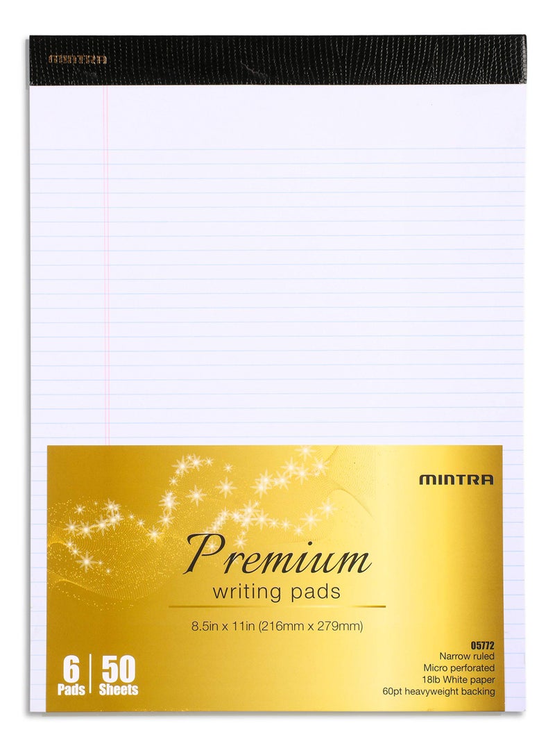 Mintra Office Legal Pads - ((PREMIUM WHITE 6pk, 8.5in x 11in, NARROW RULED)) - Image 3